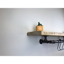Load image into Gallery viewer, Steel pipe shelf brackets with clothes hanging rail
