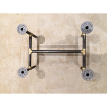 Load image into Gallery viewer, Black steel pipe legs with brass accents
