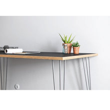 Load image into Gallery viewer, Scandinavian look grey formica coated birch table completed with hairpin legs
