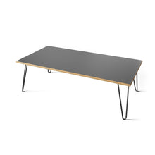 Load image into Gallery viewer, Scandinavian look grey formica coated birch coffee table completed with hairpin legs
