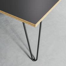 Load image into Gallery viewer, Scandinavian look grey formica coated birch coffee table completed with hairpin legs
