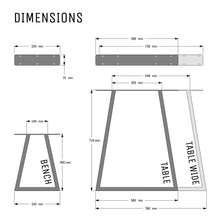 Load image into Gallery viewer, Trapezium industrial table + bench legs
