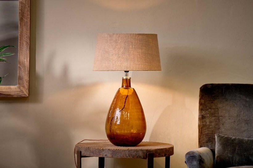 Baba Burnt Amber Glass Lamp - Large Tall