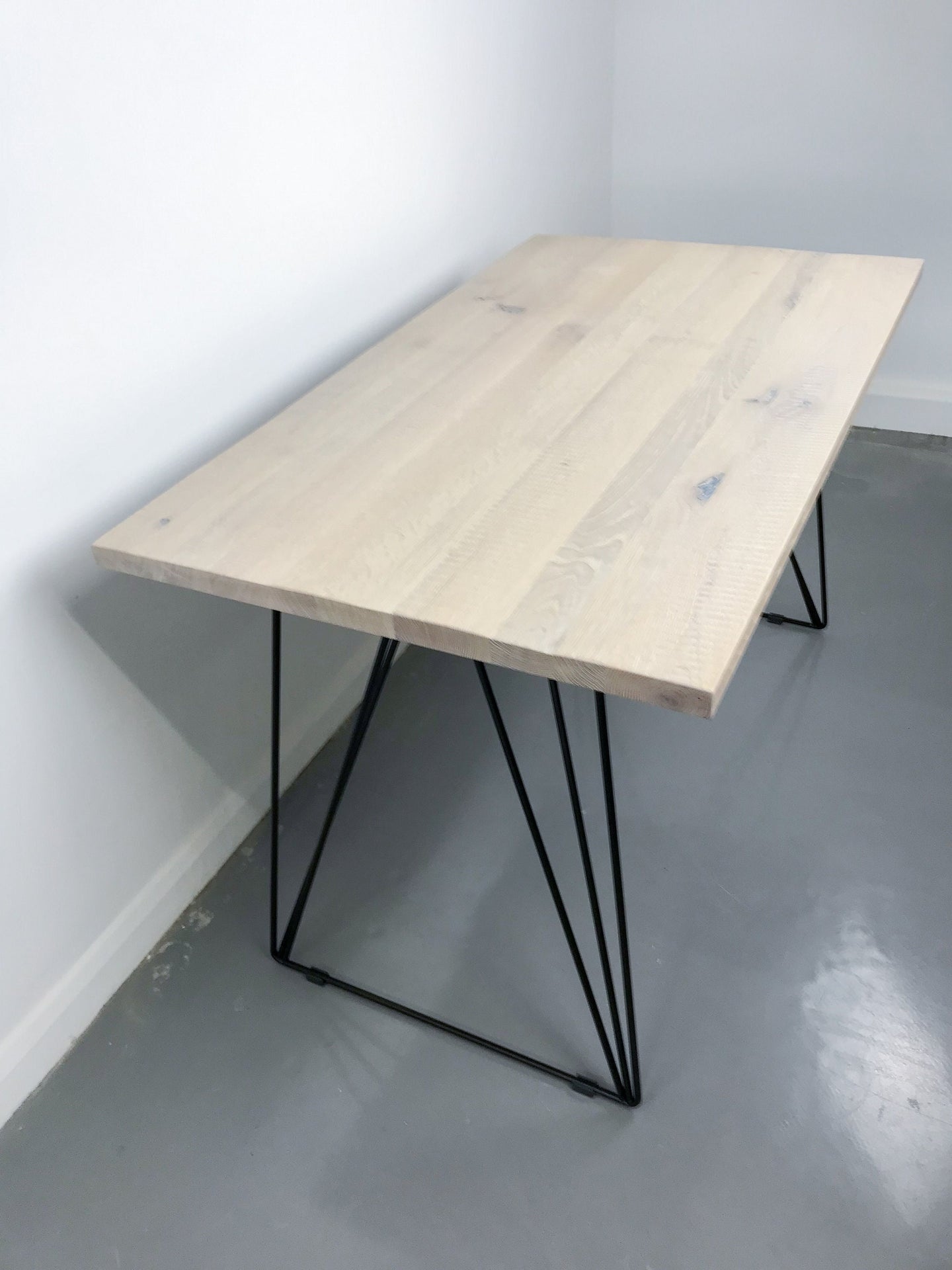Solid  Rustic Oak Table Tops With A White Wash finish